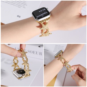 Bracelet en métal de chaîne de <span class=keywords><strong>femme</strong></span> de luxe <span class=keywords><strong>pour</strong></span> bracelet de montre <span class=keywords><strong>Apple</strong></span> 40mm 41mm 44mm 45mm 49mm Design étoile de mer <span class=keywords><strong>pour</strong></span> bracelet Iwatch - Product Image 4