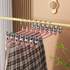 <b>Plastic</b> Coated Trouser Hanger Anti Slip Thickened Telescopic Clip Multi Functional Household Clothes Hanger Stainless Steel - Product Image 2