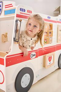 Novedad al por mayor: Juguetes de madera para juegos de rol de teatro, Ambulancia de madera, Equipo de juego de rol para niños, Ciudad de juegos interior - Product Image 5