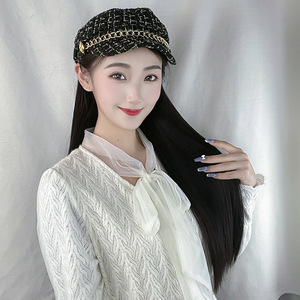 Parrucca Sintetica alla Moda <span class=keywords><strong>2026</strong></span>, Stile Piccolo e Raffinato, Parrucca con Cappello Integrato, Capelli Lunghi Lisci Neri, Densità 100%, Resistente al Calore - Product Image 6