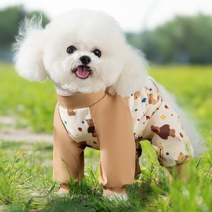 Ropa para Perros con Estampado de Osito de Peluche, Tipo Smock, de Cuatro Patas, Resistente al Polvo y al Agua, para Bichón Frisé - Product Image 1