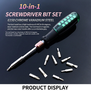 11 In 1 Multifunctional <b>Screwdriver</b> Set Ratcheting Interchangeable Bits Plastic Handle Anti Slip Texture Diy Tool Kit - Product Image 2