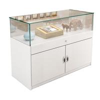 Vitrine de Comptoir Rectangulaire en Verre Personnalisée pour Bijoux, Design Coulissant, Aucun Montage Requis, Options Noir/Blanc pour Événements Culturels