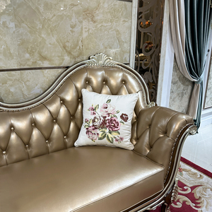 <span class=keywords><strong>Chaise</strong></span> <span class=keywords><strong>Longue</strong></span> de Madera Maciza Francesa con Tapicería de Cuero, Mueble de Lujo Europeo Tallado para Villa, Silla Escultórica para Sala de Estar Elegante - Product Image 4