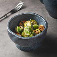 Bols en céramique de pierre coréenne, maçonnerie mouchetée, forme unique, design japonais bleu, vaisselle en porcelaine, bol irrégulier pour soupe et salade