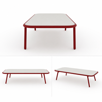 Ensemble de canapés d'extérieur modernes avec chaise longue, canapé 3 places et table basse, meubles de jardin pour villa, hôtel, complexe hôtelier