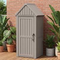 Caseta de Almacenamiento de Jardín de Plástico de 750L con Puerta con Cerradura Resistente a la Intemperie para Almacenamiento de Bicicletas, Cortacésped y Contenedores de Basura en Exteriores