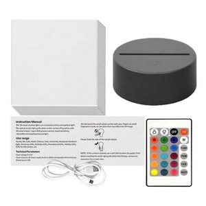 Support de lampe LED 7/16 couleurs, base de lampe 3D illusion, lampe LED acrylique anime, veilleuse avec câble USB et télécommande - Product Image 6