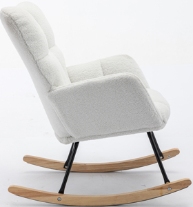 <span class=keywords><strong>Fauteuil</strong></span> à <span class=keywords><strong>bascule</strong></span> moderne en tissu Teddy, <span class=keywords><strong>fauteuil</strong></span> d'appoint portable pour salon, ivoire - Product Image 1