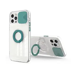 Compatible for iPhone 12 Case Slim Soft TPU With Ring Holder Kickstand Car Mount Supported Protective Cute Phone Case