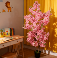 Pohon Simulasi Bunga Sakura Buatan untuk Pernikahan, Dekorasi Bunga Sutra Warna Pink Putih 130cm untuk Ruang Tamu dan Penggunaan Luar Ruangan