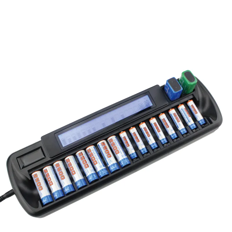 Doublepow Zn1680C 16S Carregador de Bateria para Ni-Mh Ni-Cd Display LCD USB Multi-Slot Tamanho 1.2V 9V Nimh Nicd AA AAA