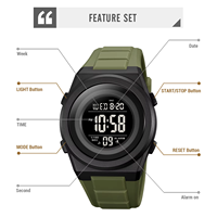 Montre Homme Numérique Plongée 50M Étanche Alarme Chronographe LED Lumière Silicone ABS Extérieur Sport Sur Mesure Gros
