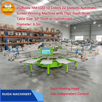 Impresoras Serigráficas Ruida OEM/ODM para Impresión de Prendas y Ropa, 10 Colores, 22 Mesas, Equipo de Serigrafía