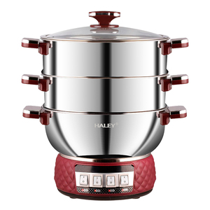 Cuisinière <span class=keywords><strong>électrique</strong></span> multifonctionnelle Haley 36 cm 2100 W avec panier <span class=keywords><strong>vapeur</strong></span> à grand diamètre, double cage en acier inoxydable haute pression - Product Image 2