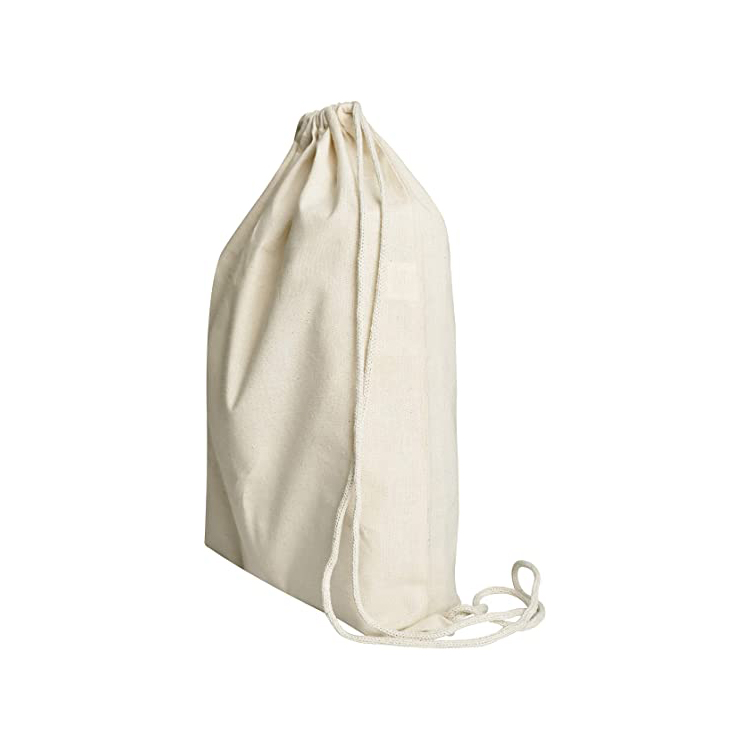 Custom logo gift packaging 8oz natural canvas drawstring bag for backpack