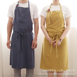 Solid Color <b>Kitchen</b> <b>Apron</b> Cotton Adult <b>Apron</b> For Cooking Daily Use - Product Image 1