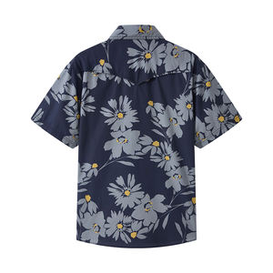 Chemise hawaïenne décontractée haut de gamme pour homme, 100 % coton, tissu popeline imprimé numériquement, manches courtes, col rabattu - Product Image 1