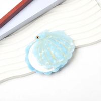 Breloques vintage en acétate en forme de coquillage, texture marbrée, ligne dorée, pendentif coquillage tendance pour bijoux DIY et accessoires pour pinces à cheveux