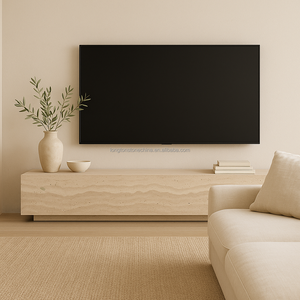 Support <span class=keywords><strong>TV</strong></span> bloc en travertin haut de gamme meubles en pierre de salon de Style Wabi Sabi Table <span class=keywords><strong>TV</strong></span> en travertin Beige moderne - Product Image 2