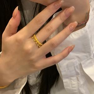 Anillo Bohemio Vintage Exótico con Plata de Ley S925 y Oro de 18K, Flecos Ondulados y Colgante de Cuentas, Colección de Anillos Finos - Product Image 5