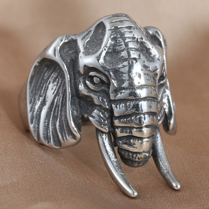 Stainless Steel <b>Elephant</b> Ring Men's Animal Design Silver Color <b>Gift</b> Jewelry 213025 - Product Image 1