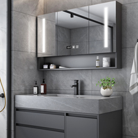 Ensemble de meubles de salle de bain Trlife, miroir intelligent LED au design moderne haut de gamme, écologique, résistant à l'eau, grand espace de rangement, contreplaqué MDF