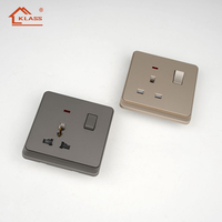 JA8 KLASS - Interruptor de doble polo de lujo con acabado en oro champán brillante, estándar británico, resistente al agua, 10 A, duradero, con embellecedor chapado en oro