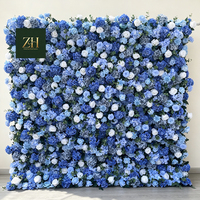 Rouleau mural de fleurs en soie artisanales élégantes et réalistes, rose et bleu, pour baby shower et révélation du sexe