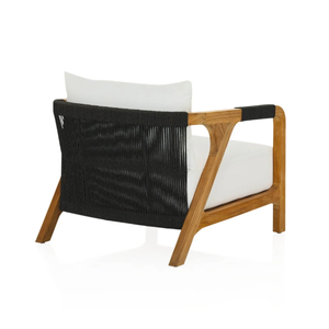 Chaises longues de haute qualité pour l'extérieur, occasionnelles, artisanales, en bois de teck massif, avec dossier en corde - Product Image 3