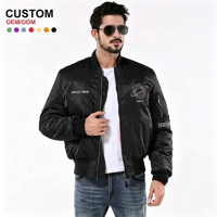 Veste d'aviateur pour homme, design personnalisé OEM, broderie, style hip-hop, veste matelassée décontractée pour l'hiver, noire, grande taille