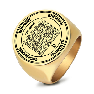 Anillo <span class=keywords><strong>de</strong></span> Acero Inoxidable con Talismán del Octavo Cuadrado Mágico, Cuarto Pentáculo <span class=keywords><strong>de</strong></span> Mercurio, para el Conocimiento, Anillos Amuleto <span class=keywords><strong>de</strong></span> Salomón, Saturno y Júpiter - Product Image 1