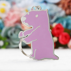 Portachiavi in Metallo Personalizzati con Motivi di Animali Cartoon, Catene Portachiavi in Metallo con Logo, Anelli Portachiavi in Lega di Zinco Argento con Smalto Duro e Logo all'Ingrosso - Product Image 2