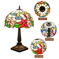 Lampe de table ODIFF en verre teinté style colibri, oiseau en verre fait main avec fleur rose, décoration vintage pour la maison, lampe de lecture