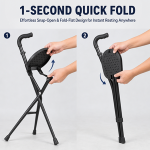 <span class=keywords><strong>Canne</strong></span> pliante avec coussin d'assise pour personnes âgées, pour la marche quotidienne et les voyages en intérieur/extérieur, aide au repos et à l'équilibre - Product Image 2