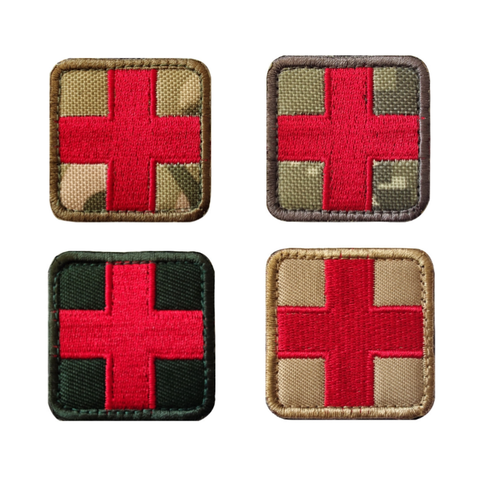 Red Cross 3D Embroidered Rescue Medical Badge Hook Loop Patch for Tactical Armband Cloth Sticker Backpack Lace for Hat PU