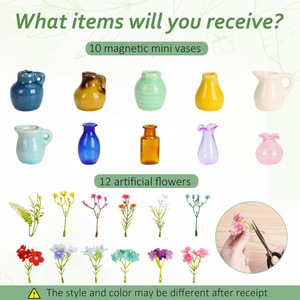 Lot <span class=keywords><strong>de</strong></span> 10 mini-vases en céramique aimantés pour réfrigérateur – Aimants décoratifs mignons pour la maison, la cuisine, le bureau et la décoration <span class=keywords><strong>de</strong></span> tableau blanc - Product Image 4