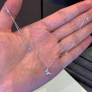 Collar de Plata de Ley S925 con Doble Capa de Nudo de Bambú y Hueso de Serpiente con un Solo Diamante, Diseño de Nicho Versátil de Estilo Coreano - Product Image 3