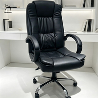 Chaise de bureau exécutive moderne en gros, en cuir synthétique noir, pivotante, dossier haut, structure métallique