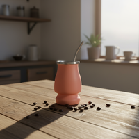 Venta al por mayor de fábrica: Mini taza de acero inoxidable de doble pared con aislamiento al vacío de 240 ml para yerba mate, con bombilla y pajita, ideal para fiestas.