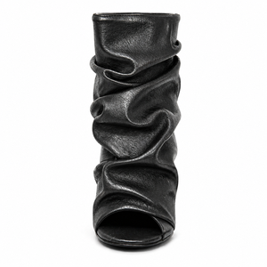 Sandálias de Verão <span class=keywords><strong>Peep</strong></span> <span class=keywords><strong>Toe</strong></span>, Sapatos de Salto Alto, Botas Curtas Sexy para Mulheres com Cabedal Plissado - Product Image 3