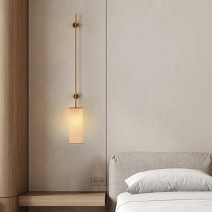 Lámpara de pared minimalista de tela de lino, luz Led E27 con control de interruptor, estilo nórdico, iluminación para dormitorio, mesita de noche y pasillo - Product Image 1