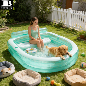 Kolam Renang Keluarga Tiup PVC Tebal dengan Kursi Bangku Terintegrasi, Sandaran, dan Tempat Cangkir untuk Anak-Anak dan Dewasa di Halaman Belakang - Product Image 2