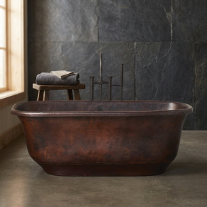 Bañera Ovalada de Cobre, Bañera Metálica Independiente sin Tapa, Bañera Clásica para Adultos para el Baño del Hogar - Product Image 2