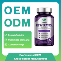 Capsules de Resvératrol OEM ODM en marque privée, extrait de pépins de raisin, antioxydant, complément alimentaire pour adultes