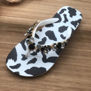 Nuova estate all'aperto spiaggia all'ingrosso bling Cow stripe infradito <span class=keywords><strong>con</strong></span> strass nero decorazioni a <span class=keywords><strong>catena</strong></span> sandali pantofole - Product Image 6