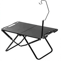 Table de camping pliante portable et étanche avec poteau lumineux, mobilier d'extérieur