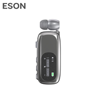 ESON Lavalier Clip Single Ear Wireless Earbuds dengan Kabel Retraktil 5.4 untuk Bisnis, Kantor, Handsfree, Mengemudi, Bersepeda, IPX-5