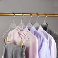 Cintres en plastique transparent personnalisés avec logo pour magasin de vêtements, crochet doré, pour robes de mariée, costumes, manteaux, pantalons, cintres en acrylique pour vêtements
