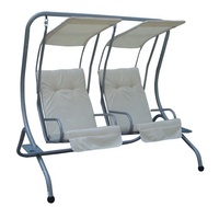 Fauteuil à bascule d'extérieur moderne à deux places avec structure en métal et coussin imperméable pour jardin et terrasse
